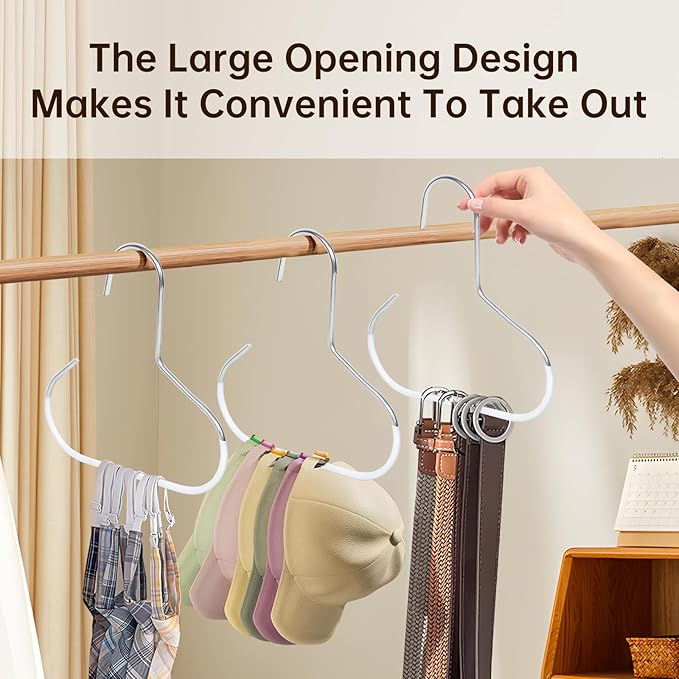 8-Pack Hat Hanger,Hat Storage for Baseball Caps,The Anti-Slip Design Keeps Hats, Ties, Belts and Bags Neatly Organized for Easy Access. Hat Organizer for Closet(Thick White Version)