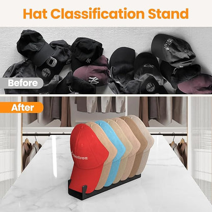 Nicetree Hat Organizer for Baseball Caps, 2 Pcs No Install Acrylic Hat Racks for 14 Baseball Caps Storage, Hat Stand for Caps Display and Organizer for Dresser, Bedroom, Closet, Office