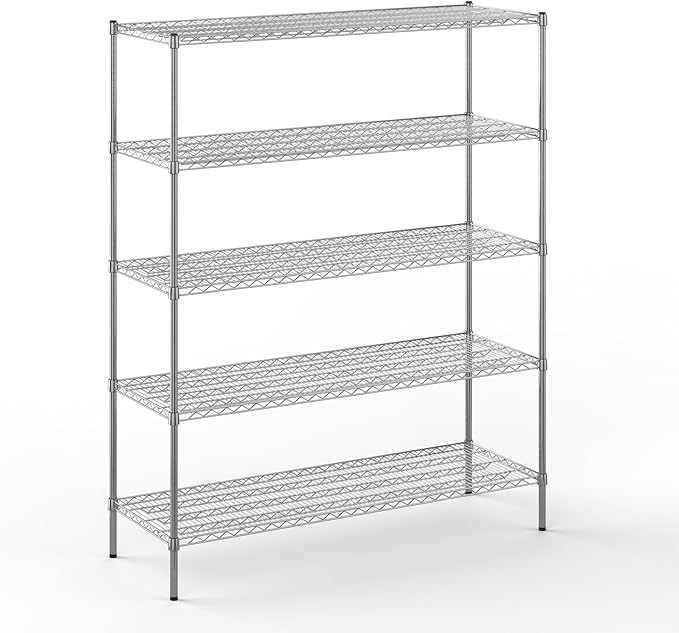 21" Deep x 60" Wide x 74" Height Wire Shelving Kit | 5-Tier | NSF Commercial Storage Rack Unit