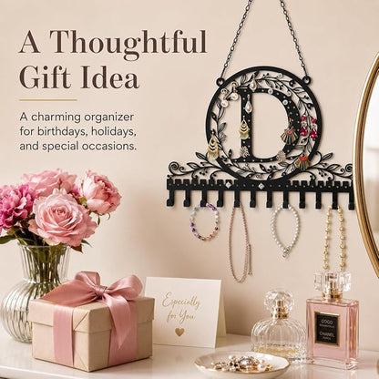 Wall-Mounted Metal Earring Holder Hanging Jewelry Organizer for Earrings and Necklaces Space-Saving Wall Display with Hooks for Jewelry Storage (jewelry stand D)