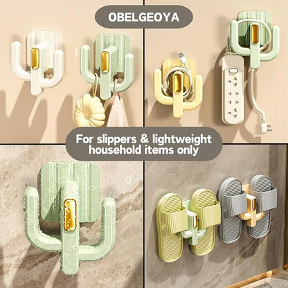 Wall Mounted Shoe Rack (4 Pack) - Versatile Hanging Organizer with Hooks for Slippers, Hats, Towels & Keys, No-Drill Adhesive Organizer Shelf Storage for Home & RV, White & Green