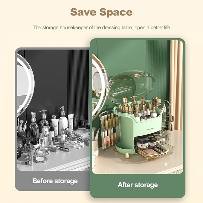 Ergocar Portable Light Luxury Series Multi-Function Lipstick, Make Up Box Dustproof Cosmetics Skin Care Products Storage, Jewelry Organizer Case - Green