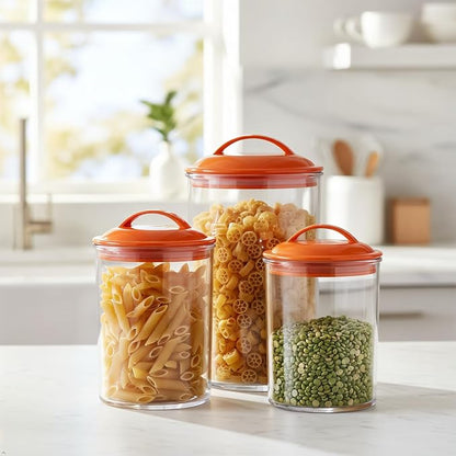 Calypso Basics by Reston Lloyd Acrylic Storage Canisters, Set of 3, Orange