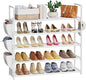 VILICK Shoe Rack for Closet Shoe Organizer Space Saver Storage for 20-25 Pair Shoe Shelf with Hook and Side Pocket Free Standing 5 Tier Shoe Rack Organizer for Entryway,Small Spaces, White