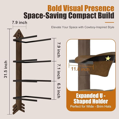 Cowboy Hat Rack -Cowboy hat holder for wall With Heavy- Organize and Display Your Hats with Ease, Wall Mounted Hat Hanger Western Decor for Cowgirl Hats- Ideal Western Decor