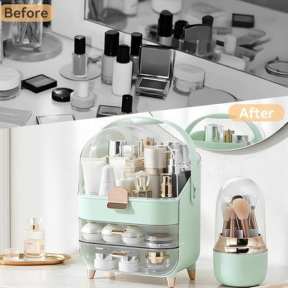 Makeup Organizer Countertop, Skincare Bathroom Counter Organizer, Storage Box Cosmetic Display Cases, Teen Girl Gifts Trendy Stuff Make up Organizers for Vanity, Dresser (Green)
