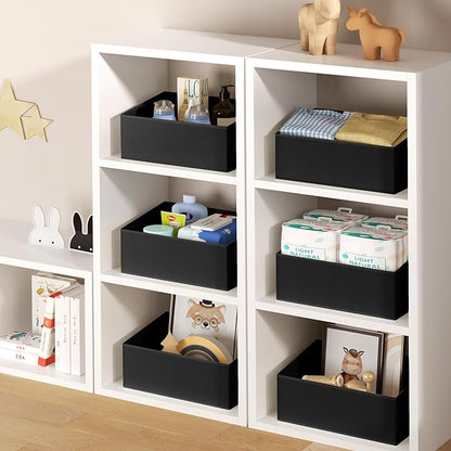 DIMJ Closet Storage Bins 8 Pack - Fabric Storage Baskets for Shelves, Large Clothes Organizers with Handles, Trapezoid Shelf Organization Storage Cubes for Purse, Toys, Books, Towel, Clothes