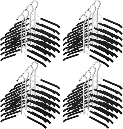 Ripeng Space Saving Clothes Hanger 16 Packs 5 in 1 Multi Layer Anti Slip Metal Heavy Duty Stainless Steel Sweater Shirt Clothes Hangers Closet Storage Organizer (Black, Style 1)