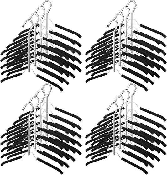 Ripeng Space Saving Clothes Hanger 16 Packs 5 in 1 Multi Layer Anti Slip Metal Heavy Duty Stainless Steel Sweater Shirt Clothes Hangers Closet Storage Organizer (Black, Style 1)