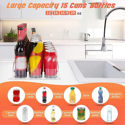 Beverage Can Holder, Soda Can Organizer Dispenser, Self Pushing Soda Can Organizer for Refrigerator (White)