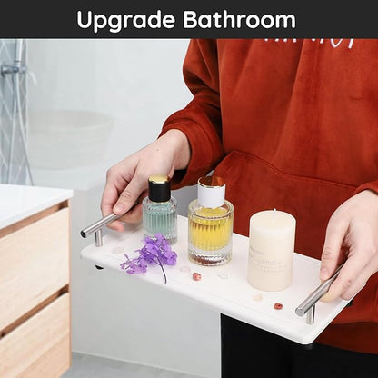 Segbeauty 12x6in Quick Dry Stone Sink Tray, Water Absorbent Instant Drying Diatomite for Bathroom, Countertop Organizer Rack Kitchen Caddy, Soap Dispenser Vanity Trays