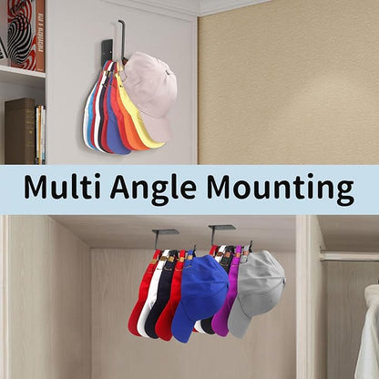 Hat Racks for Baseball Caps 4 Pack, Stainless Steel Adhesive Hat Hanger Hooks Holder for Wall, Multi-Purpose Strong Hook Organizer Can Hold More Than 40 Hats for Door/Closet