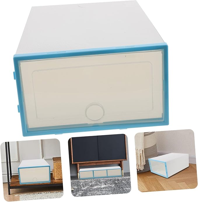 Garneck 6pcs Stackable Shoe Box Transparent Storage Case for Women Thickened Plastic Organizer for Spaces Easy Access and Space-saving Design Sky-blue