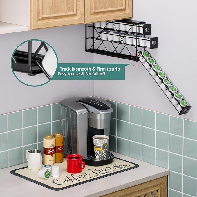 K Cup Holders for 3 Tier, 24 Pods K Cup Storage, Coffee Pod Holder for Countertop, K Cup Organizer Coffee Bar Accessories Black Metal
