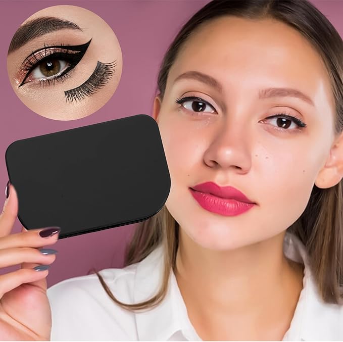 Eyelash Storage Case, 3 Layer False Eyelash Travel Case Fake Eye Lash Cases with Mirror Makeup Storage Box Empty Cosmetic Organizer Box Lash Packaging Can Store 3 Pairs (Black)