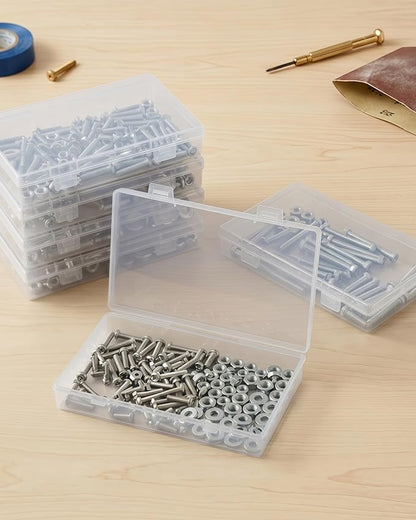 4 Pack Clear Plastic Storage Boxes with Lids, Organizer Containers 7.1x4.3x1.2 Inches for Small Parts, Crafts, Jewelry, Office Supplies