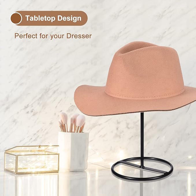 uxcell Metal Hat Display Stand 2 Pack Tabletop Hat and Wig Rack Holder Freestanding for Baseball Cap, Fedora Hat, Cowboy Hat - Black, 12 Inch