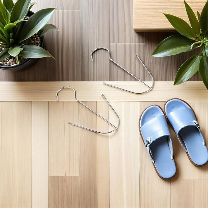 Garneck 8pcs Stainless Steel Shoe Drying Rack Double Hook Hanging Shoe Organizer for Home Balcony Closet Socks Drying Holder