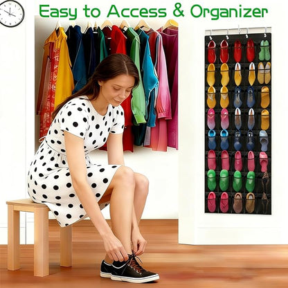 Over the Door Shoe Organizer,40-Pocket Hanging Shoe Rack for Closet Door,Shoes Storage Holder Hanger with Large Mesh Pocket for Women Men ShoesOver the Door Shoe Organizer Large Breathable