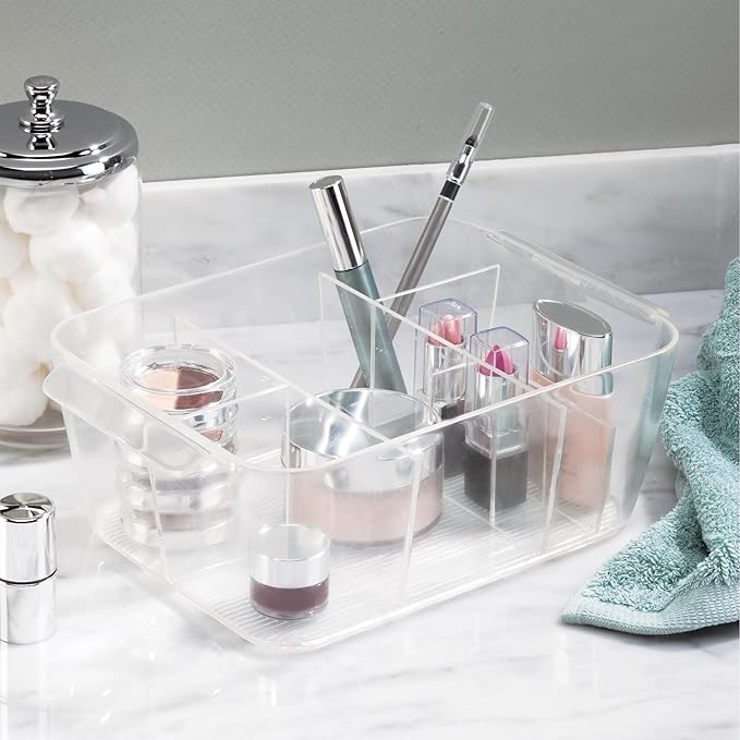 iDesign Makeup Organizer for Countertop or Vanity- Storage for Cosmetics and Toiletries - Set of 2 - Clear