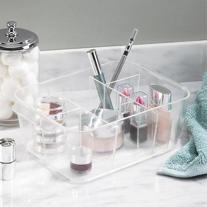 iDesign Makeup Organizer for Countertop or Vanity- Storage for Cosmetics and Toiletries - Set of 2 - Clear