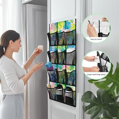 Tropical Leaves Behind Door Shoes Hang Holder Rack,Storage for Small Spaces,Shoes Hanger Storage Organizer Bag for Bedroom Unique Print