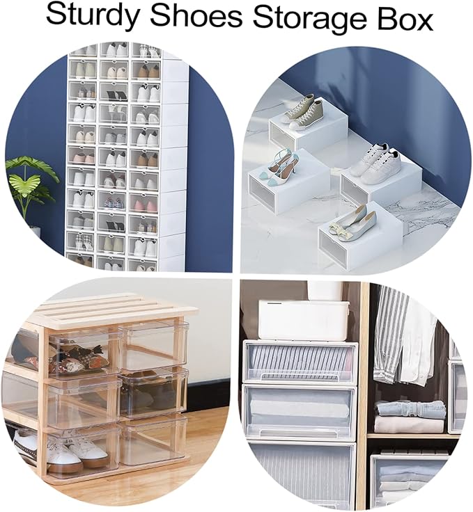 Ciieeo 6 Pcs Transparent Plastic Shoe Storage Box Drawer Style Container for Organized Home Shoes Scratch Resistant Stackable Design for Quick Access
