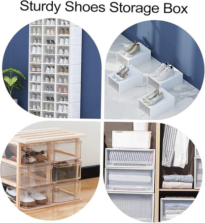 Ciieeo 6 Pcs Transparent Plastic Shoe Storage Box Drawer Style Container for Organized Home Shoes Scratch Resistant Stackable Design for Quick Access