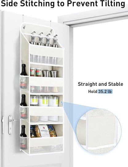 Yecaye Over the Door Organizer, 35.2lbs Load Toy Stuffed Animal Storage, Bathroom Organizers and Storage for Nursery Newborn Baby Essential Stuff Dorm Room Essentials, Cream White 4 Tier