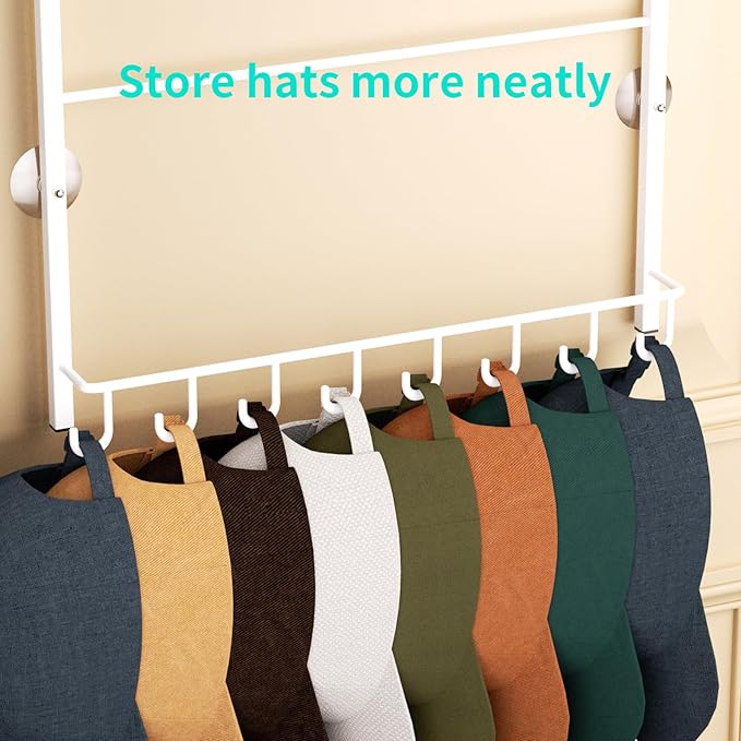 HapiRm Over Door Hat Rack - 3 Tier Wall Mounted Hat Organizer with 24 Hooks, Baseball Cap Organizer Storage Holds up to 24 Caps for Door, Bedroom, Closet