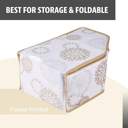 Kuber Industries Pack of 3 Blouse Storage Bag | Clothes Storage Bag | Visible Window Wardrobe Bag | Zipper Clothes Organizer | Blouse Bag for Travel | Gola-Print | White