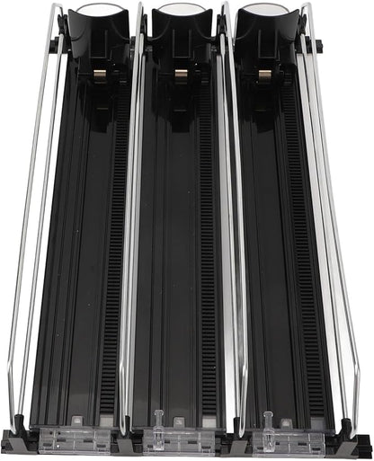 Drink Organizer for Refrigerator, Soda Can Organizer for Fridge, 3 Rows Labor Saving Drink Dispenser, Automatic Drink Beer Beverage Containers for Kitchen Supermarket(Black)