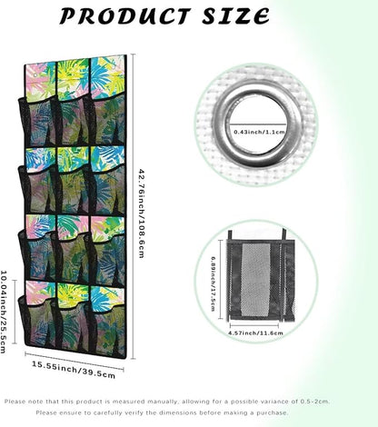 Tropical Leaves Behind Door Shoes Hang Holder Rack,Storage for Small Spaces,Shoes Hanger Storage Organizer Bag for Bedroom Unique Print