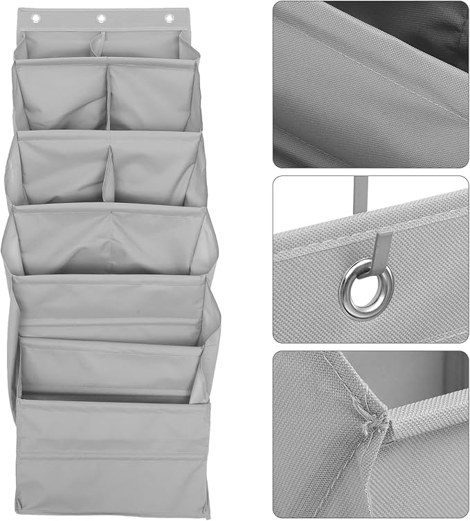 Cabilock -the-door Hanging Storage Bag, 9-compartment Grey Shoe Organizer, Sturdy Multi-layer Dormitory Storage Pouch for Home and Closet Organization