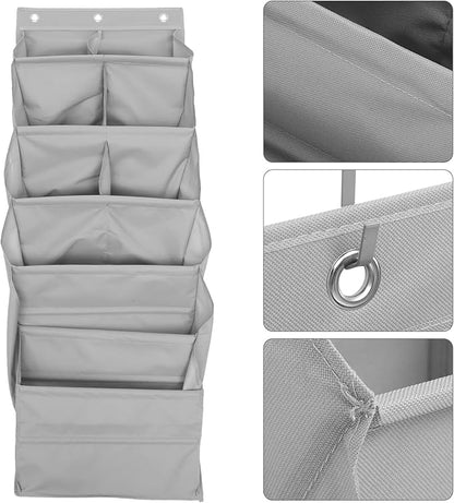Uonlytech over the Door Organizer Wall Storage Bag Gray 9-Compartment Non-Woven Hanging Storage Pouch for Household Sundries Large Capacity Hanging Closet Organizer