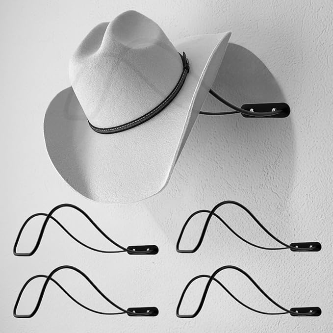 ‌4-Pack Western Cowboy Hat Rack Wall Mount Hanger – Space-Saving Hat Organizer with Screws & Anchors, Easy Installation for Home/Office/Retail‌