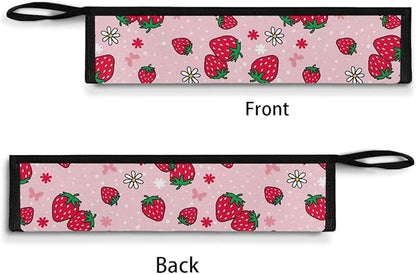 COEQINE Strawberry Travel Silverware Pink Cute Travel Frok Spoon Knife For Women Carrying Utensil Case With Zipper Leafprood Washable for Travel Work Picnic Camp