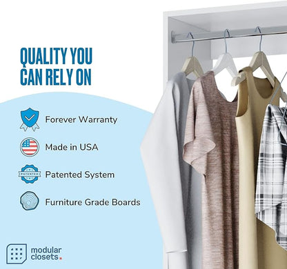 Medium Hanging Closet Unit - Modular Closet System For Hanging - Corner Closet System - Closet Organizers And Storage Shelves (White, 19.5 inches Wide) Closet Shelves