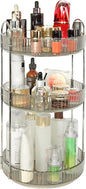 Skincare Organizers 360 Rotating, 3 Tier Round Makeup Organizer Countertop,Holder Rack Large Spinning Cosmetics Display Cases, Perfume Beauty Storage for Vanity, Countertop, Bathroom (Gray)