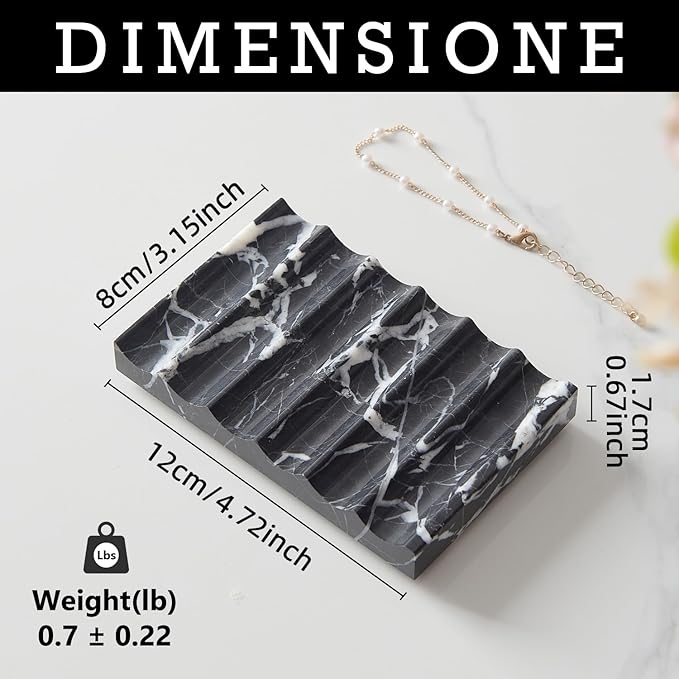 Real Luxurious Natural Marble Soap Dish for Shower,soap Dish for Bathroom,Non-Ceramic/Non-Resin Stone soap Tray（Black）
