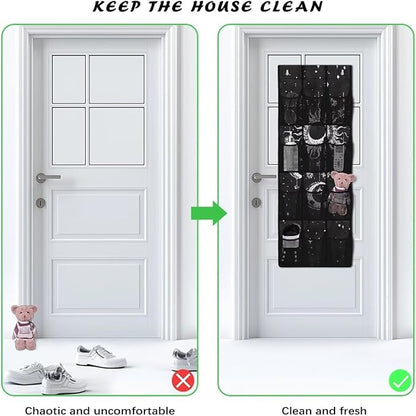 Moon Shoe Organizer Over The Door 12 Pockets Wall Hanging Storage for Living Room Large Capacity Behind Door Shoe Organizer Space Saving Multi-Funtion Storage Bag