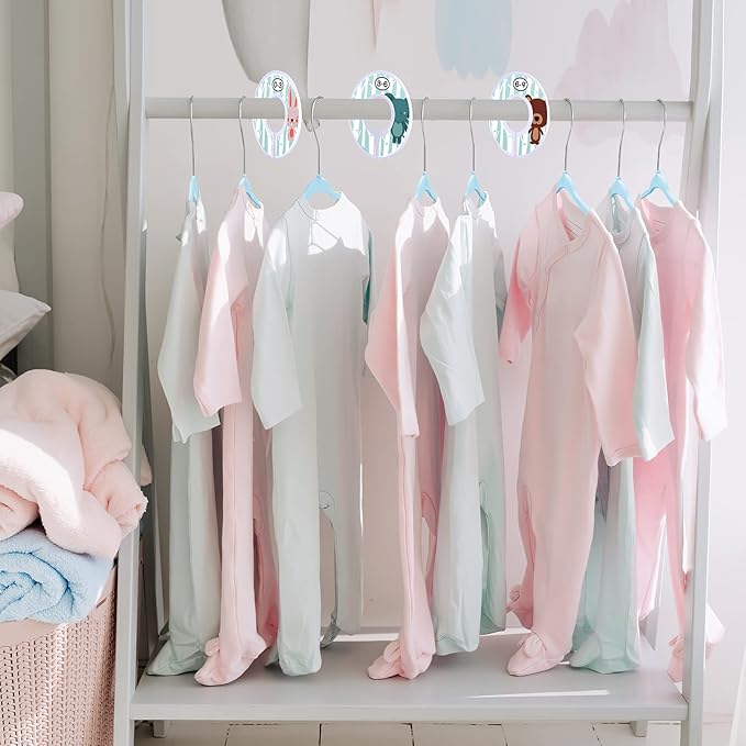 VIS'V Baby Hangers, 11 Inch Velvet Kids Hangers with 6 Pcs Clothes Size Dividers, Infant Toddler Nursery Closet Organization, Non Slip, Blue, 30 Pcs