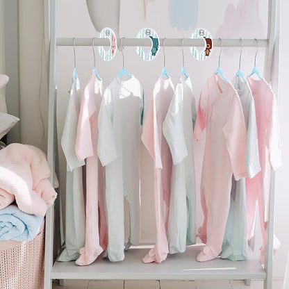 VIS'V Baby Hangers, 11 Inch Velvet Kids Hangers with 6 Pcs Clothes Size Dividers, Infant Toddler Nursery Closet Organization, Non Slip, Blue, 30 Pcs