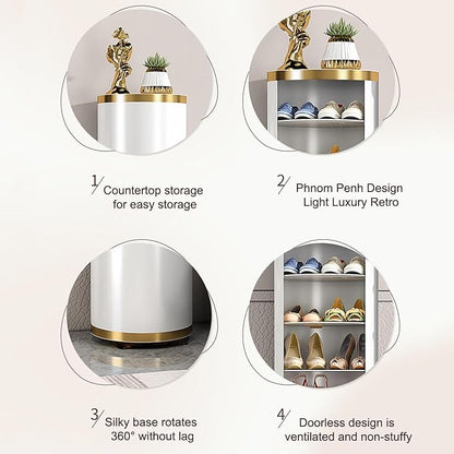 360-degree Rotating Shoe Cabinet, Shoe Rack For Entryway Shoe Storage Cabinet, Free Standing Metal Revolving Stand, Vertical Shoe Rack For Small Spaces Storage Simple And Modern ( Size : 32*105cm/12.6