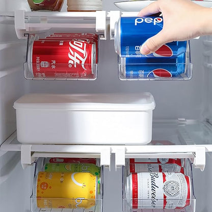 Fridge Drawer Can Organizer, Rolling Soda Can Organizer for Refrigerator, Can Dispenser for Refrigerator Soda Dispenser for Fridge Plastic Dispenser Bin Suitable for Cans(Clear)