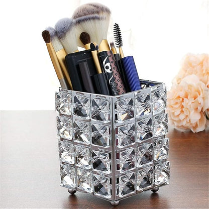 Miaowater Makeup Brush Holder Organizer Cosmetic Brushes Storage Eyeliners Eyebrow Pencil Container Cup (Silver Square)