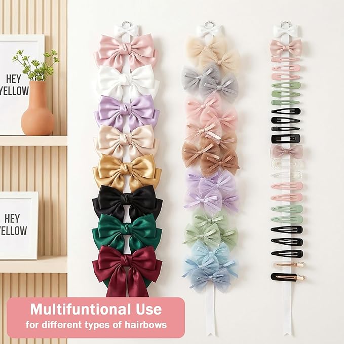 Mabor 3Pcs Hair Bow Holder, Hairbow Organizer Hanger for Girls Hair Bows, Ribbon Hairpin Organizer Storage for Women, Wall Hanging Alligator Clip Accessories