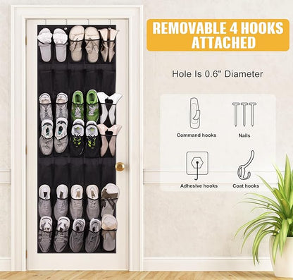 MISSLO 35 Large Pockets Over The Door Shoe Rack and 28 Large Pockets Hanging Shoe Organizer