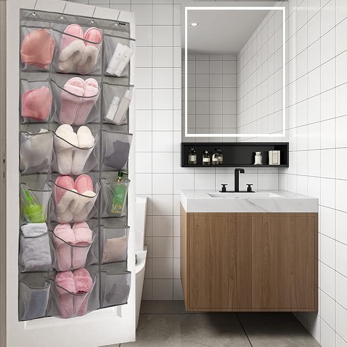 Over The Door Hanging Shoe Rack Organizer 18 Pockets Organizer with 6 Extra Large Mesh Pockets for Shoe Holder Storage (18 Pockets)