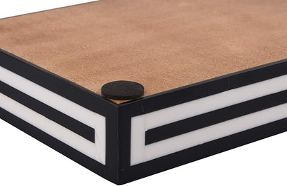 Handicrafts Home Black & White Bathroon Tray, Resin Inlay, Concentric Decorative Vanity Tray for Perfume & Cosmetics, Guest Towel Holder, Serving Tray for Bathroom & Kitchen Counter Organizer- 10x6